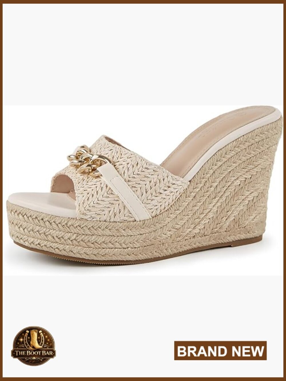 Women's Platform Espadrille Wedge Heel Sandals Slip On Chain